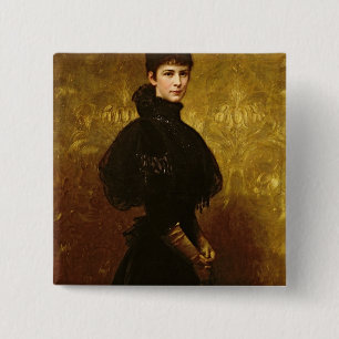 Queen Erzsebet Vierkante Button 5,1 Cm