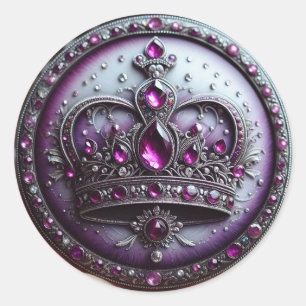 Queen Esther Crown - Paarse koninklijke familie Ronde Sticker