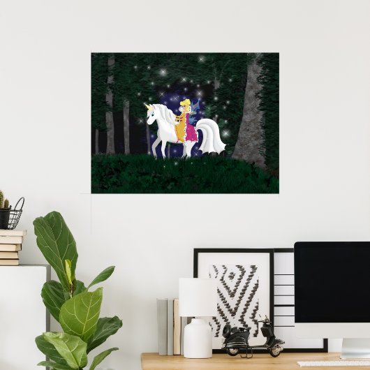 Queen Faery and Unicorn Forest Print (Thuiskantoor)