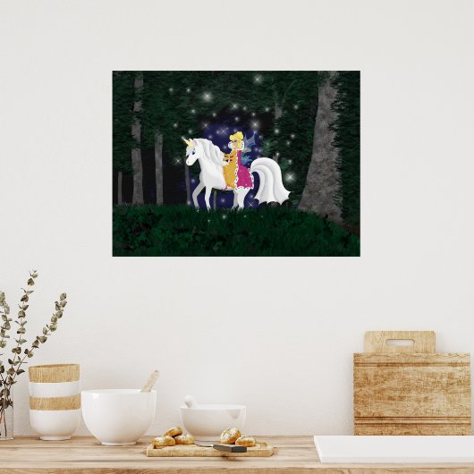 Queen Faery and Unicorn Forest Print (Keuken)