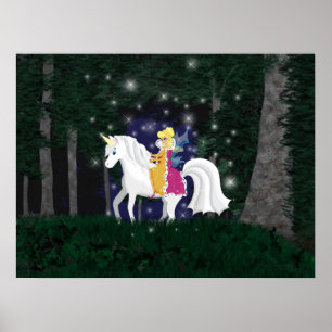 Queen Faery and Unicorn Forest Print