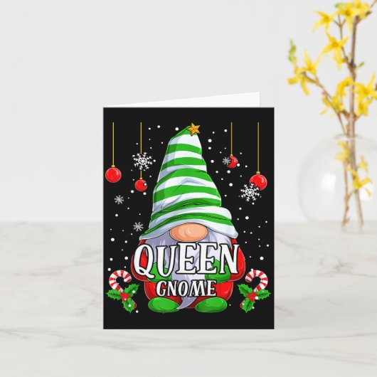 Queen Gnome Christmas Pajamas Matching Family Grou Kaart (Gele Bloem)