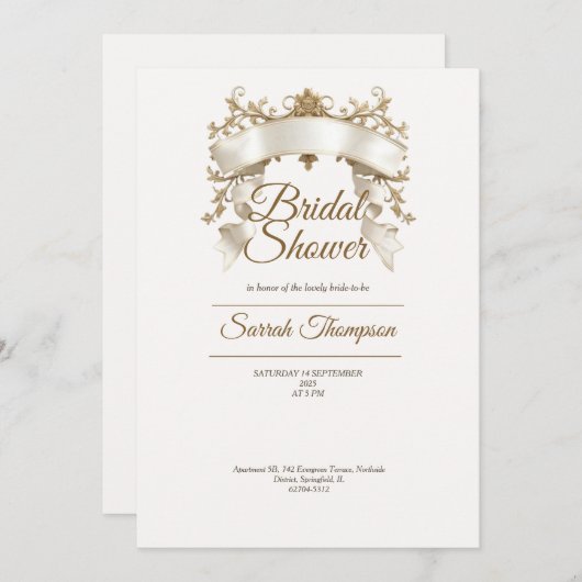 Queen gouden bruids douche uitnodiging (Voorkant / Achterkant)