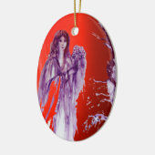 QUEEN GUINEVERE, KING ARTHUR LEGEND Paars Red Blue Keramisch Ornament (Links)