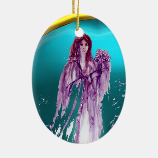 QUEEN GUINEVERE, KING ARTHUR LEGEND Paars Red Blue Keramisch Ornament (Achterkant)