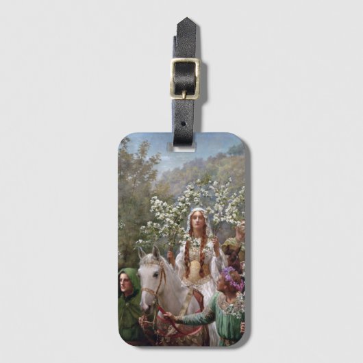 Queen Guinevere's Maying (by John Collier) Bagagelabel (Voorkant (verticaal))
