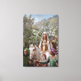 Queen Guinevere's Maying (by John Collier) Canvas Afdruk