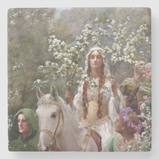 Queen Guinevere's Maying (by John Collier) Stenen Onderzetter (Voorkant)