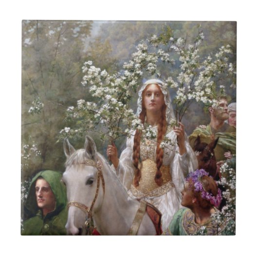 Queen Guinevere's Maying (by John Collier) Tegeltje (Voorkant)