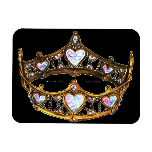 Queen Hearts Gold Crown Tiara Black magnet Magneet (Horizontaal)