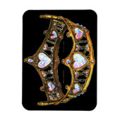 Queen Hearts Gold Crown Tiara Black magnet Magneet (Verticaal)