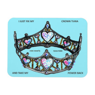 Queen Hearts Gold Crown Tiara blauwgroen aqua blau Magneet