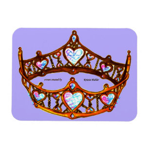 Queen Hearts Gold Crown Tiara Periwinkle magnet Magneet