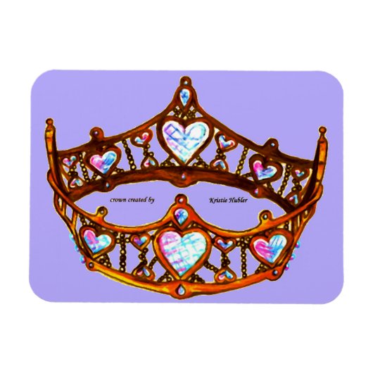 Queen Hearts Gold Crown Tiara Periwinkle magnet Magneet (Horizontaal)