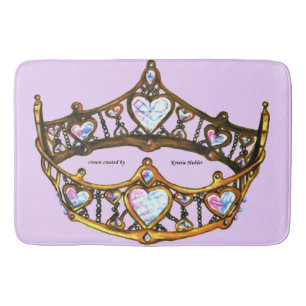 Queen Hearts Gold Crown Tiara roze lila badmat