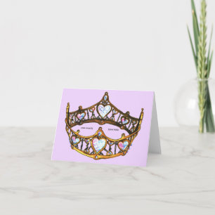 Queen Hearts Gold Crown Tiara roze lila notitiekaa Kaart
