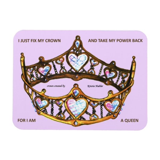 Queen Hearts Gold Crown Tiara roze lila tekst Magneet (Horizontaal)