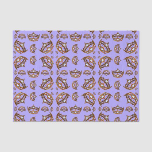 Queen Hearts Gold Crowns Tiaras periwinkle tissue Tissuepapier (Voorkant)