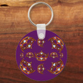 Queen Hearts Gold Crowns Tiaras royal paars Sleutelhanger (Voorkant)