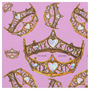 Queen Hearts Gold Crowns Tiaras roze lila stof