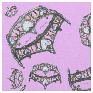 Queen Hearts Silver Crown Tiara patroon roze lila Stof