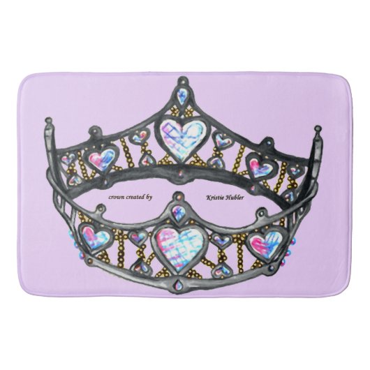 Queen Hearts Silver Crown Tiara roze lila bad Badmat (Voorkant)
