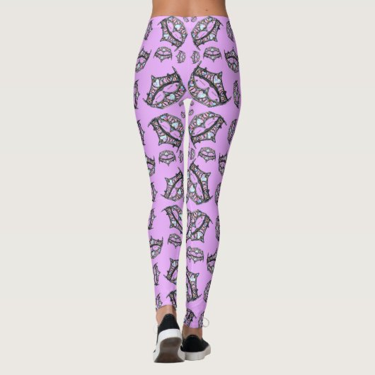 Queen Hearts Silver Crown Tiara roze lila smog Leggings (Achterkant)