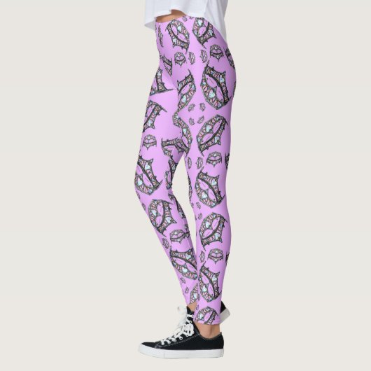 Queen Hearts Silver Crown Tiara roze lila smog Leggings (Links)
