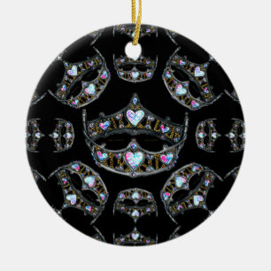 Queen Hearts Silver Crowns Tiaras zwart ornament