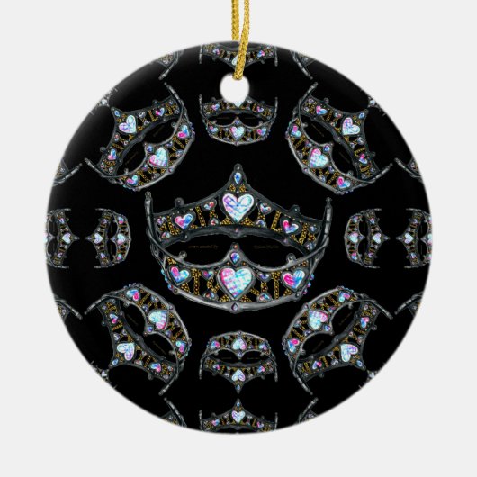 Queen Hearts Silver Crowns Tiaras zwart ornament (Voorkant)