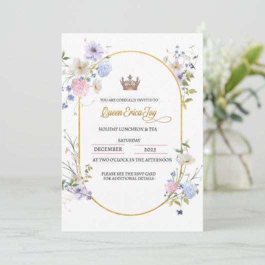 Queen Holiday Luncheon Uitnodiging (Staand voorkant)