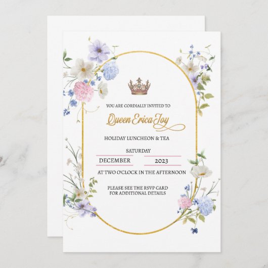 Queen Holiday Luncheon Uitnodiging (Voorkant / Achterkant)