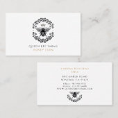 Queen Honey Bee Crown Zwart Wit Goud Apiary Visitekaartje (Voorkant / Achterkant)