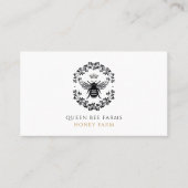 Queen Honey Bee Crown Zwart Wit Goud Apiary Visitekaartje (Voorkant)