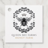 Queen Honey Bee Zwart Wit Goud Product Prijs Label (Voorkant)