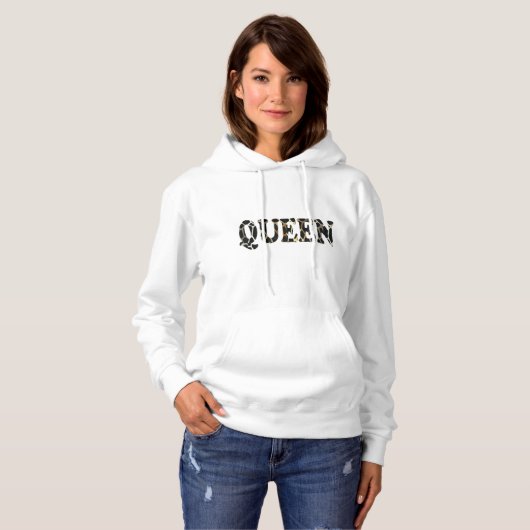 Queen Leopard Hoodie - Vrouwen Graphic Print Zweet (Voorkant volledig)