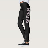 Queen Letter Print White Black Leggings (Links)
