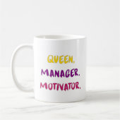 Queen Manager Motivator Brush Script Typography Koffiemok (Links)