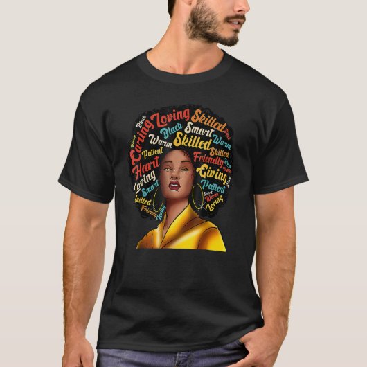 Queen Melanin Black History Month Afro African Pri T-shirt (Voorkant)