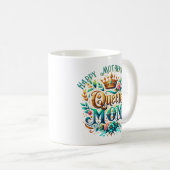 Queen Mom Floral Retro Typografie Koffiemok (Voorkant rechts)