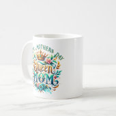 Queen Mom Floral Retro Typografie Koffiemok (Voorkant links)
