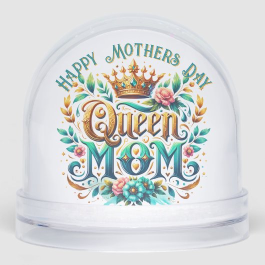Queen Mom Floral Retro Typografie Sneeuwbol (Voorkant)