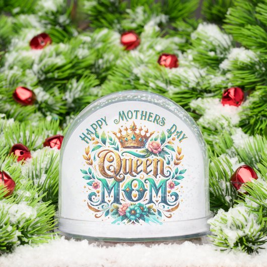 Queen Mom Floral Retro Typografie Sneeuwbol (Kerstmis)