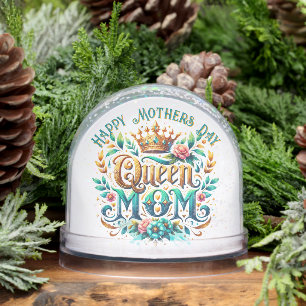Queen Mom Floral Retro Typografie Sneeuwbol