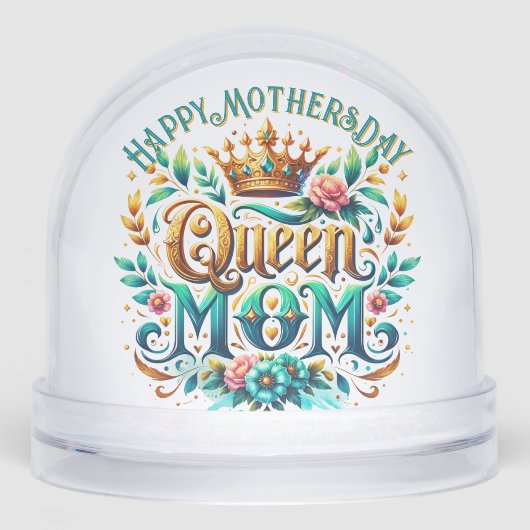 Queen Mom Floral Retro Typografie Sneeuwbol (Voorkant)