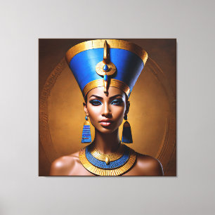 "Queen Nefertiti" Mooie oude Afrikaanse koningin Canvas Afdruk
