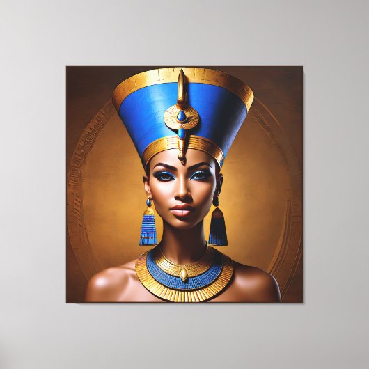 "Queen Nefertiti" Mooie oude Afrikaanse koningin Canvas Afdruk (Voorkant)