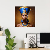 "Queen Nefertiti" Mooie oude Afrikaanse koningin Poster (Thuiskantoor)