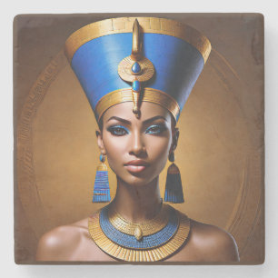"Queen Nefertiti" Mooie oude Afrikaanse koningin Stenen Onderzetter