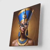 "Queen Nefertiti" Mooie oude Afrikaanse koningin Vierkante Klok (Hoek)
